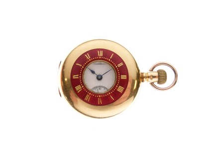 Lot 270 - Waltham 18ct gold half hunter fob watch