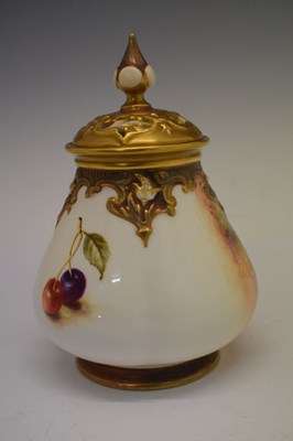 Lot 452 - Royal Worcester fruit decorated pot pourri vase and dish