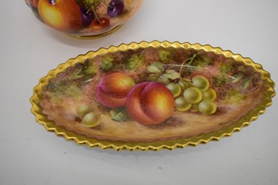Lot 452 - Royal Worcester fruit decorated pot pourri vase and dish