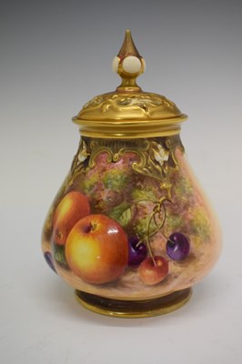 Lot 452 - Royal Worcester fruit decorated pot pourri vase and dish