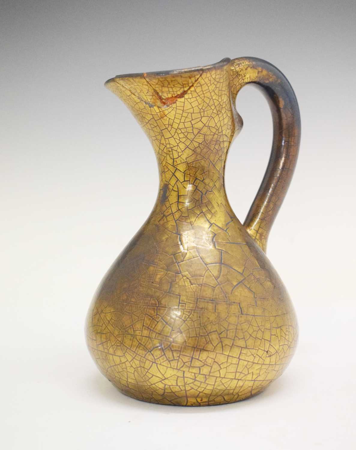 Lot 446 - Elton ware gold and blue crackle glaze jug