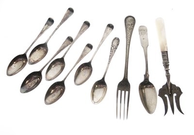Lot 162 - Set of six late Victorian silver teaspoons and sundry silver