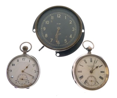 Lot 140 - Two silver-cased pocket watches and Smiths MA dashboard clock