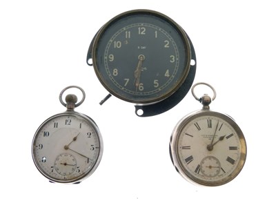 Lot 140 - Two silver-cased pocket watches and Smiths MA dashboard clock