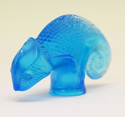 Lot 420 - Lalique blue glass 'chameleon'