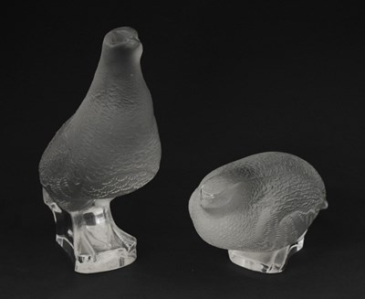 Lot 423 - Lalique - Large 'Sitting Quail' and a large 'Standing Partridge'