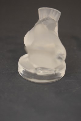 Lot 426 - Two Lalique paperweights - 'Preening sparrow' and 'Lovebirds'