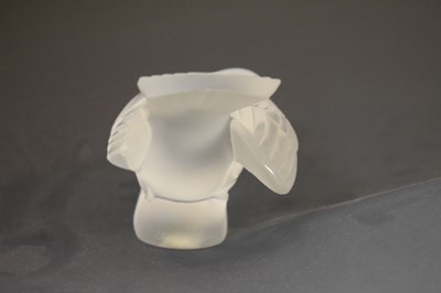 Lot 426 - Two Lalique paperweights - 'Preening sparrow' and 'Lovebirds'