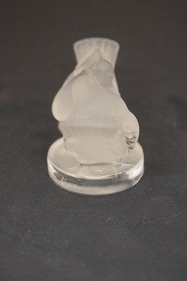 Lot 426 - Two Lalique paperweights - 'Preening sparrow' and 'Lovebirds'