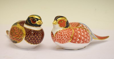 Lot 480 - Two Royal Crown Derby pheasant paperweights