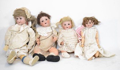 Lot 401 - Four early 20th Century German bisque head dolls