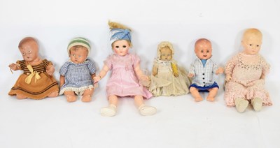 Lot 403 - Six early-mid 20th Century character dolls