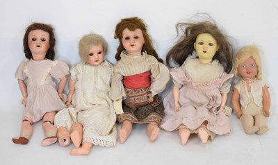 Lot 406 - Five 20th Century character dolls