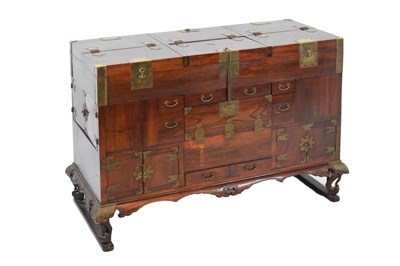 Lot 547 - Korean brass-mounted elm chest