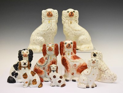 Lot 430 - Nine various Staffordshire spaniel dogs