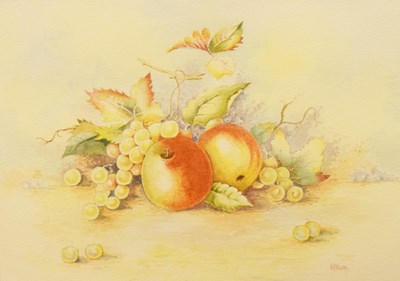 Lot 606 - E.H. Booth (Royal Worcester artist) - Watercolour - Still life of fruit