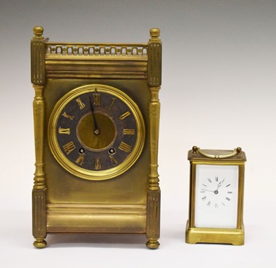 Lot 606 - Brass mantel clock and carriage clock