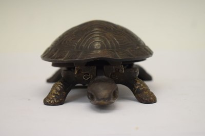 Lot 320 - Mid-century soda syphon, table bell and tortoise table bell