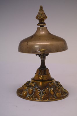 Lot 320 - Mid-century soda syphon, table bell and tortoise table bell