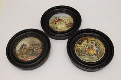 Lot 431 - Three Victorian Prattware pot lids