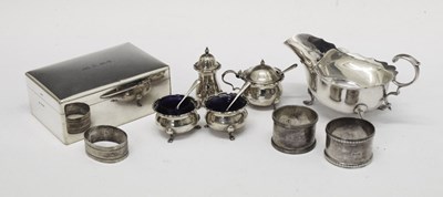 Lot 165 - Mixed group of silver to include late Victorian sauceboat
