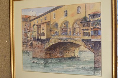 Lot 699 - Anthony V Pace (Bristol Savages) - Watercolour - ‘Ponte Vecchio, Florence’