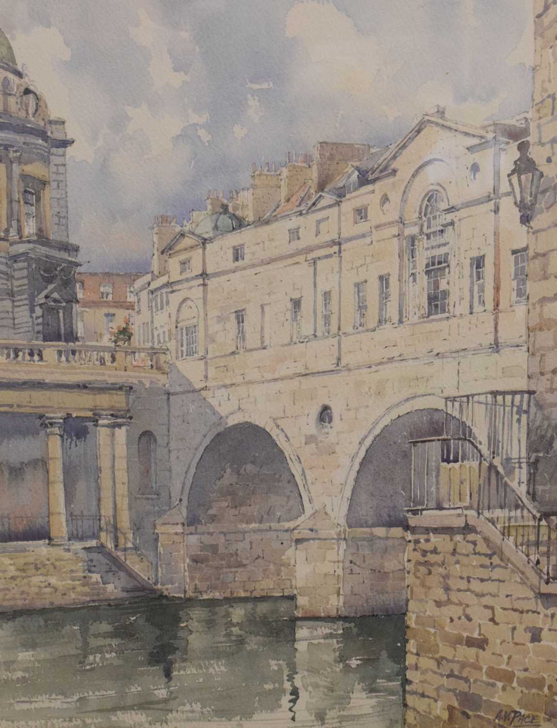 Lot 691 - Anthony V Pace (Bristol Savages) - Watercolour - ‘Pulteney Bridge, Bath’