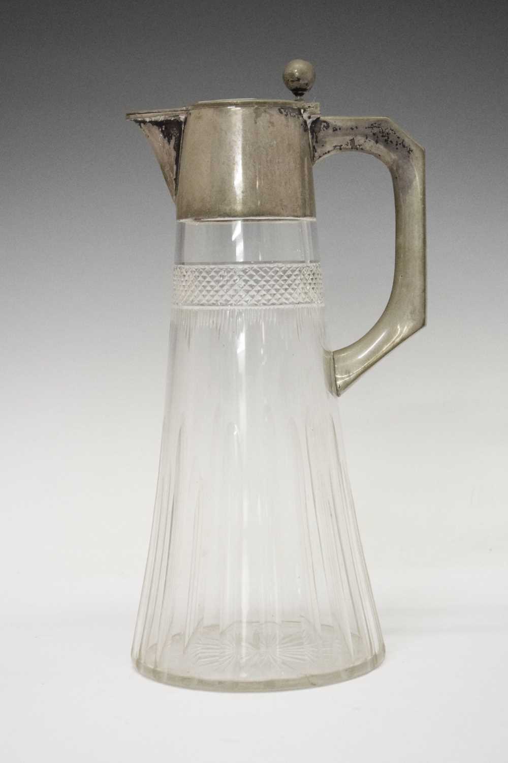 Lot 156 - Silver mounted cut glass claret jug stamped 800