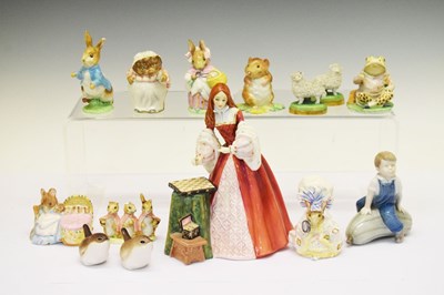 Lot 493 - Royal Doulton Princess Elizabeth figurine and a collection of Beatrix Potter figures