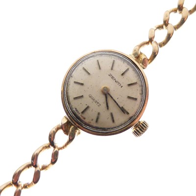 Lot 124 - Zenith - Lady's 9ct gold quartz bracelet watch