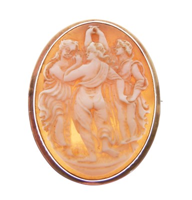 Lot 48 - 9ct gold-framed shell cameo, The Three Graces