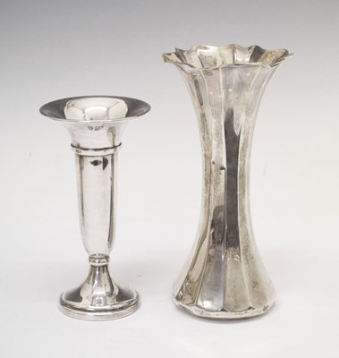 Lot 168 - Edwardian silver vase and Elizabeth II loaded silver vase