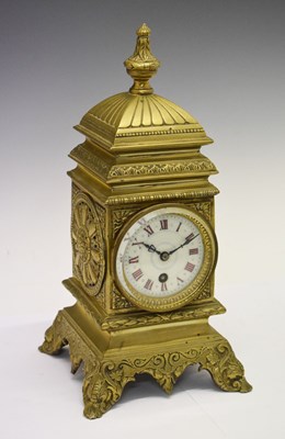 Lot 608 - French brass cased mantel clock