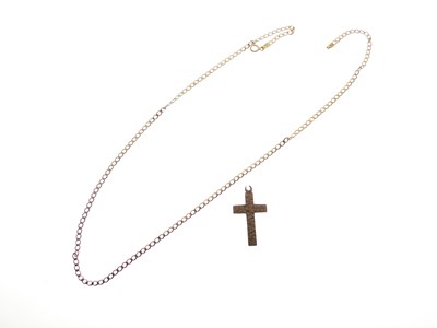 Lot 58 - Yellow metal curb-link necklace and 9ct gold crucifix