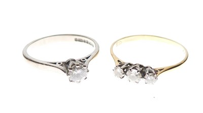 Lot 6 - Two 18ct gold and diamond-set rings