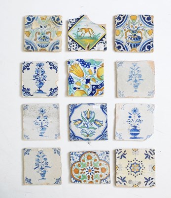 Lot 315 - Seven 17th Century Dutch Delft polychrome tiles