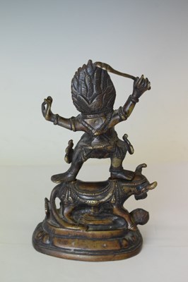 Lot 487 - Tibetan bronze figure, Yama Dharmaraja upon Nandi