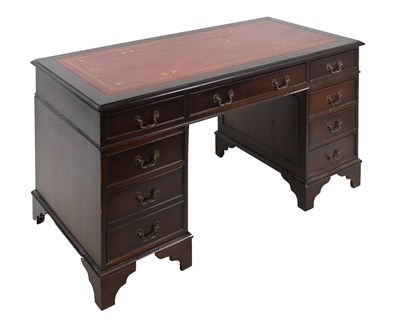 Lot 600 - Reproduction mahogany twin pedestal desk