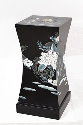 Lot 534 - Black lacquer pedestal, waisted form