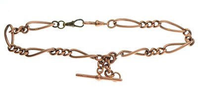 Lot 71 - 9ct rose gold Albert with fancy-link chain