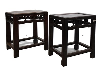 Lot 608 - Two Chinese hardwood occasional tables or stools