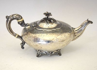 Lot 153 - Early Victorian silver teapot of squashed ovoid form