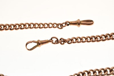 Lot 72 - 9ct rose gold Albert with graduated curb-link chain
