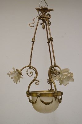 Lot 353 - Early 20th Century gilt metal and glass light fitting