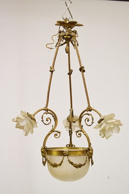 Lot 353 - Early 20th Century gilt metal and glass light fitting