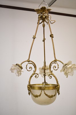 Lot 353 - Early 20th Century gilt metal and glass light fitting