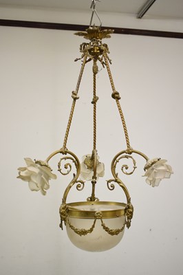 Lot 353 - Early 20th Century gilt metal and glass light fitting