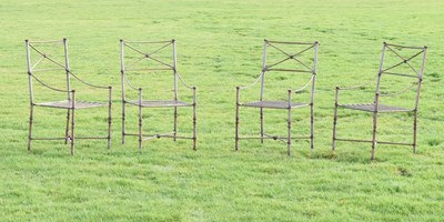 Lot 811 - Set of four metal garden seats