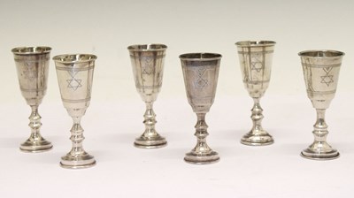 Lot 141 - Judaica: Set of six silver Kiddush cups