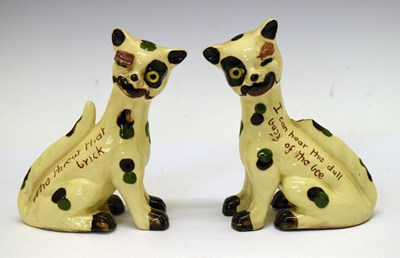 Lot 386 - Two early 20th Century motto ware cats